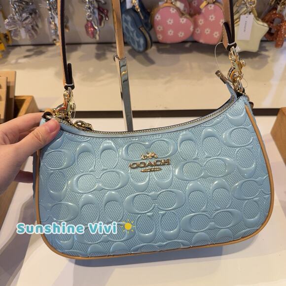 NWT COACH Teri Shoulder Bag Signature Denim Light Blue CER20 